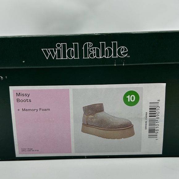 Wild Fable Missy Platform Ankle Boots Beige Rhinestone Vegan Suede Size 10 NIB - Picture 12 of 12